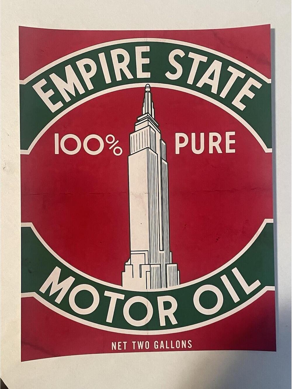 Empire State Motor Oil Gas Poster PRINT 8.5" x 11" Vintage Style Ad Sign